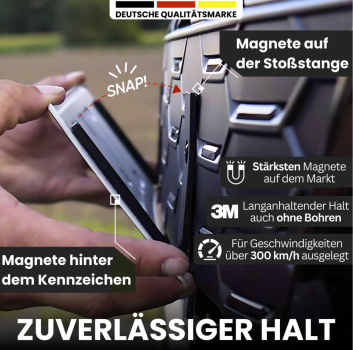Magnet Kennzeichenhalter Kit mit Diebstahlsicherung für Alukennzeichen schwarz