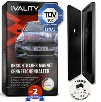 Magnet Kennzeichenhalter Kit mit Diebstahlsicherung für Alukennzeichen schwarz